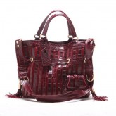 Lancel Le Premier Flirt Sac Cuir Facon Croco Rouge